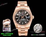 AR+ Factory Weighted Version Rolex SKY-DWELLER Black Face 904L Rose Gold Watch 42mm